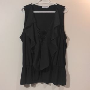 Ricki's Stretch ruffle beaded neckline top with elastic waist XXL
